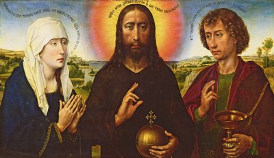 Christ the Redeemer with the Virgin and St. John the Evangelist, Central Panel from the Triptych of the Braque Family by Rogier van der Weyden